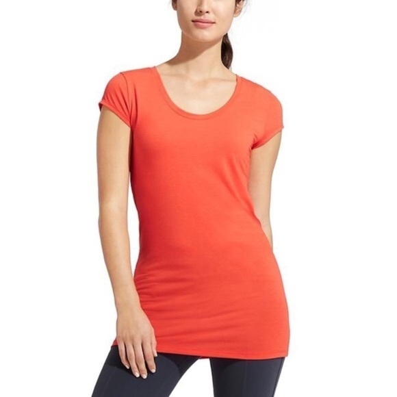 Athleta Red-Orange Essence CYA Long Length Tee XS - Picture 8 of 8